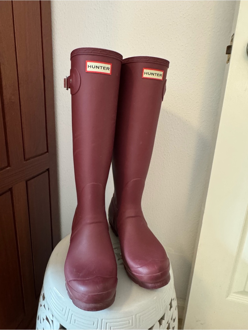 Hunter Tall Rain Boots - Wine Red/Pink